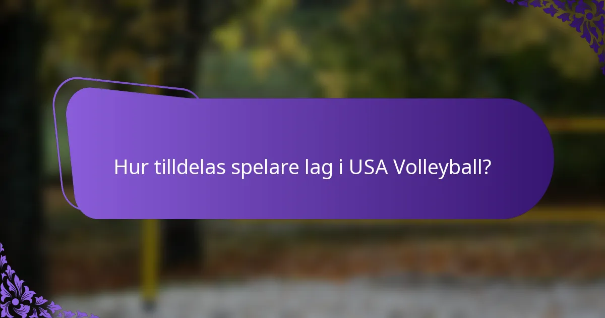 Hur tilldelas spelare lag i USA Volleyball?