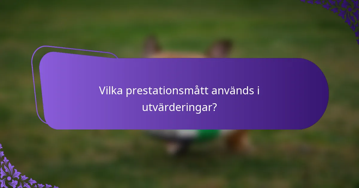 Vilka prestationsmått används i utvärderingar?