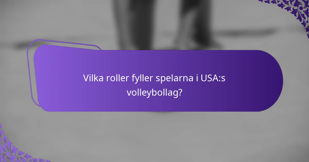 Vilka roller fyller spelarna i USA:s volleybollag?