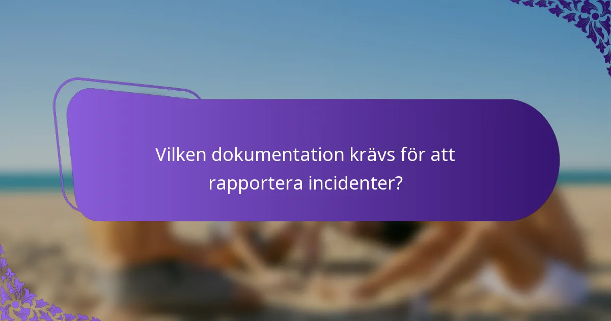 Vilken dokumentation krävs för att rapportera incidenter?